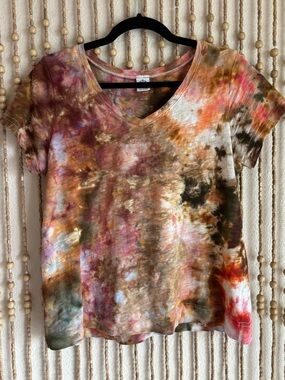 Escape Habitat Clothes Mineral Tie Dye Boho Market Casual V-Neck Short Sleeve